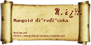 Mangold Árvácska névjegykártya